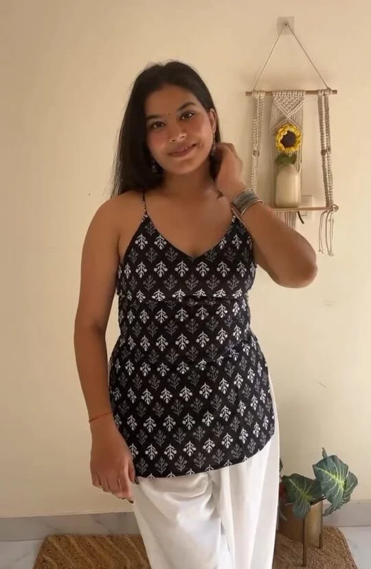 Chic Black Patterned Top