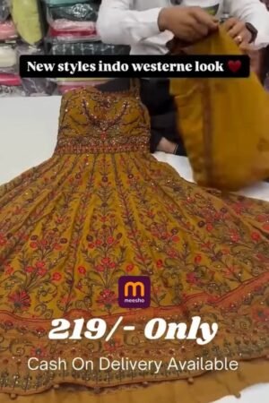 Premium Embroidered Indo-Western Anarkali Gown – Party & Wedding Wear