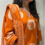 Premium Cotton Suit Set – Orange - Image 3