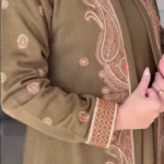 Regal Olive Paisley Embroidered Jacket Set - Image 5