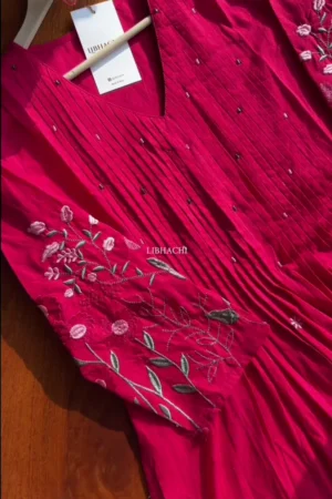 Mal Cotton A Line Kurta Pant Set Pink