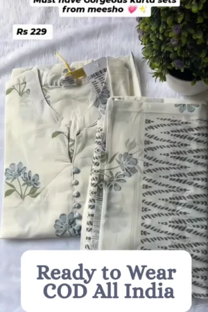 Women’s Rayon Viscose Printed Straight Kurta Pant with Duptaa