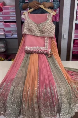 Multi Color Heavy Embroidered Lehenga Choli