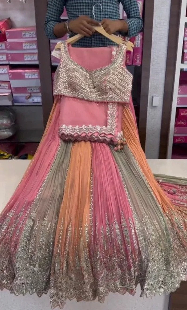 Multi Color Heavy Embroidered Lehenga Choli