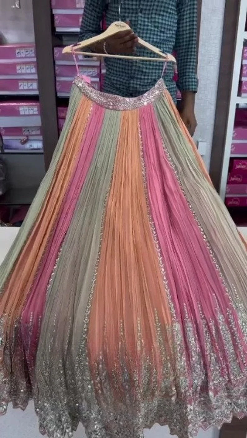 Multi Color Heavy Embroidered Lehenga Choli - Image 2