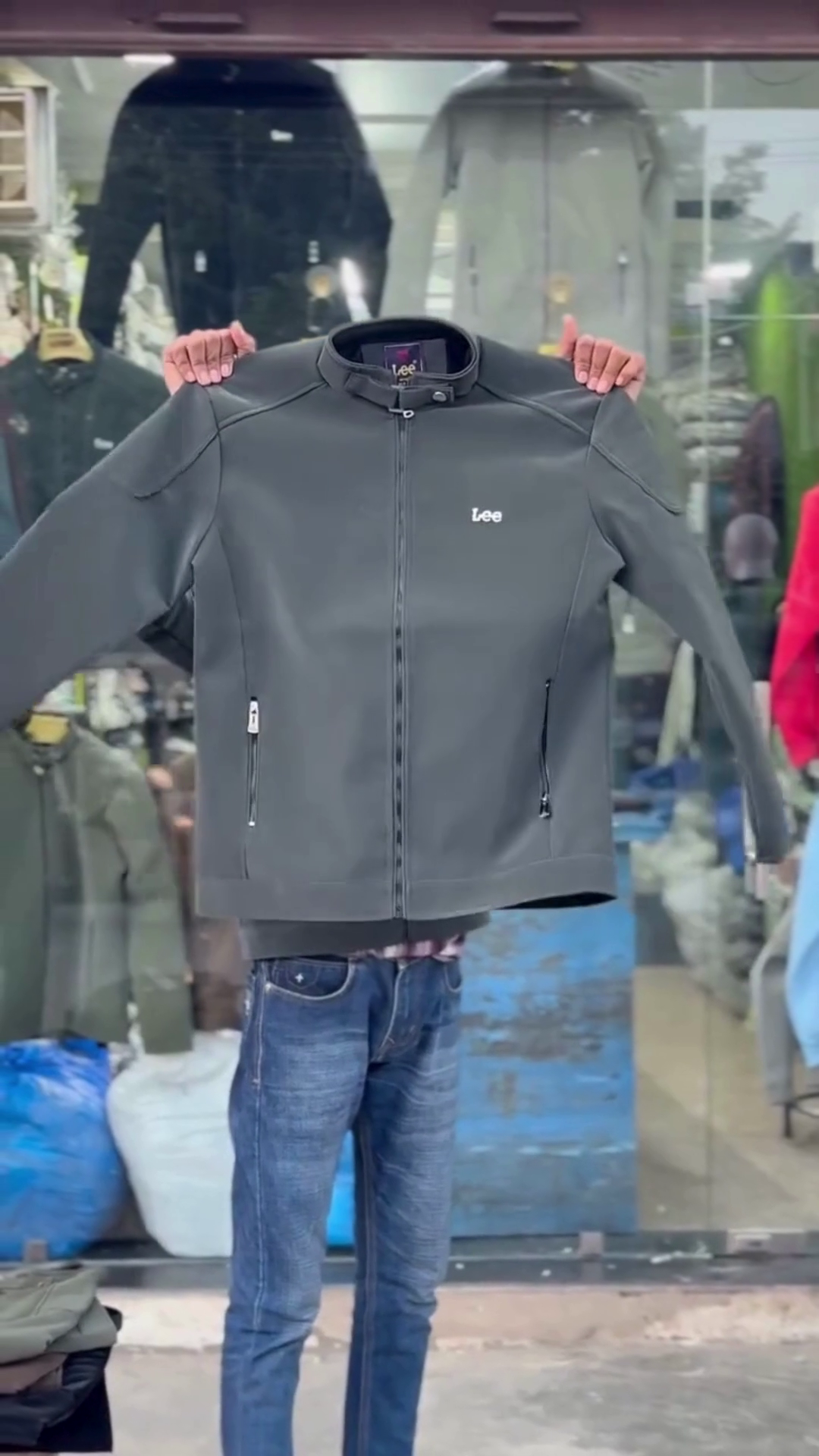 Men’s Casual Stand-Collar Zip Jacket In Beige - Image 2