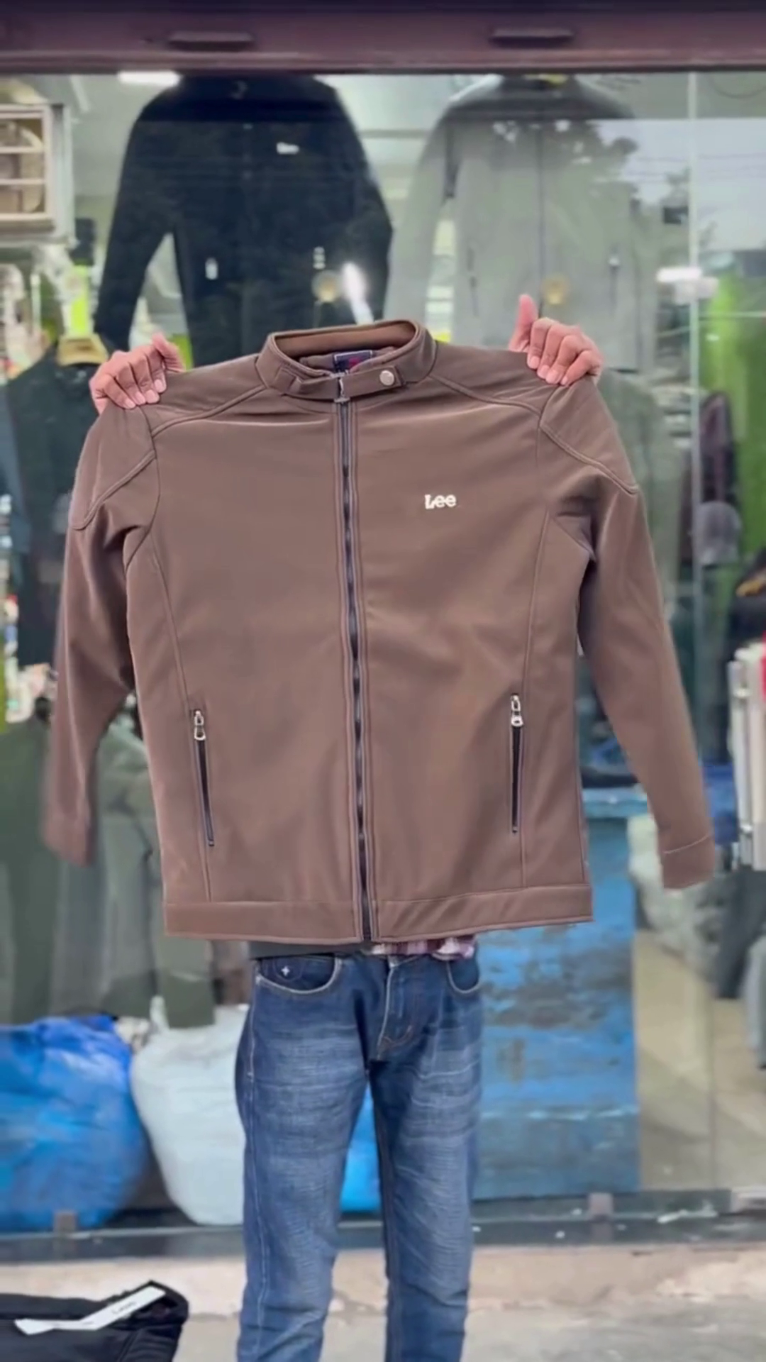 Men’s Casual Stand-Collar Zip Jacket In Beige - Image 4