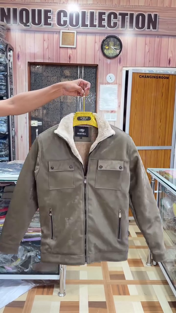 Winter Warm Fleece Collar Biker Jacket for Men - Image 2