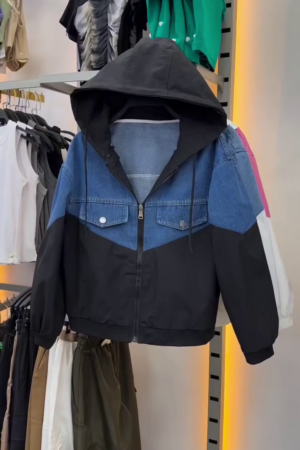 Denim & Nylon Hybrid Hoodie Jacket Streetwear Edition