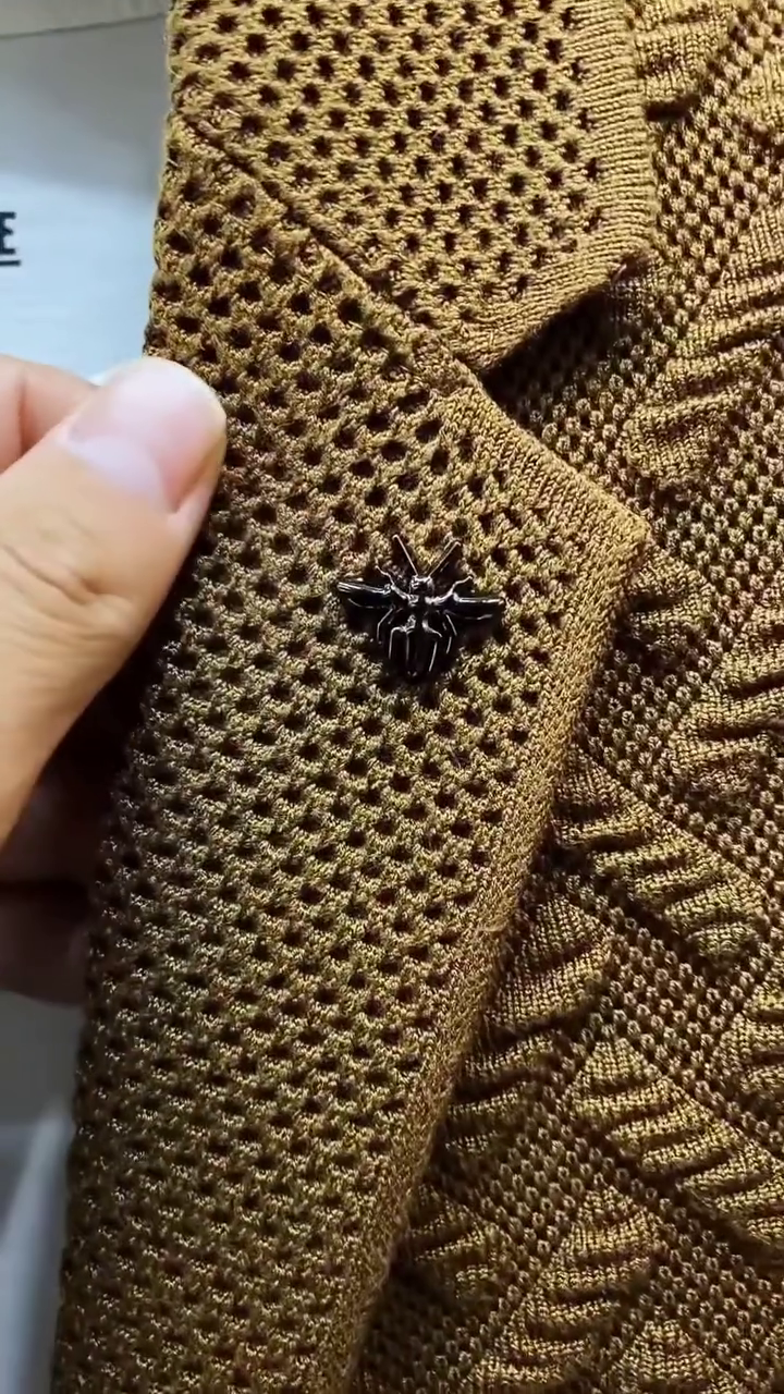 Textured Knit Brown Casual Blazer for Men - Image 3