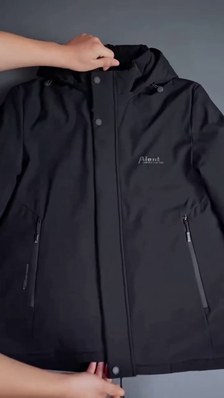 Black Windproof Outdoor Commuter Jacket - Image 6
