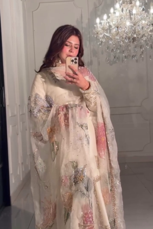 Handmade Ivory Sharara Set – Timeless Craftsmanship in Pure Elegance