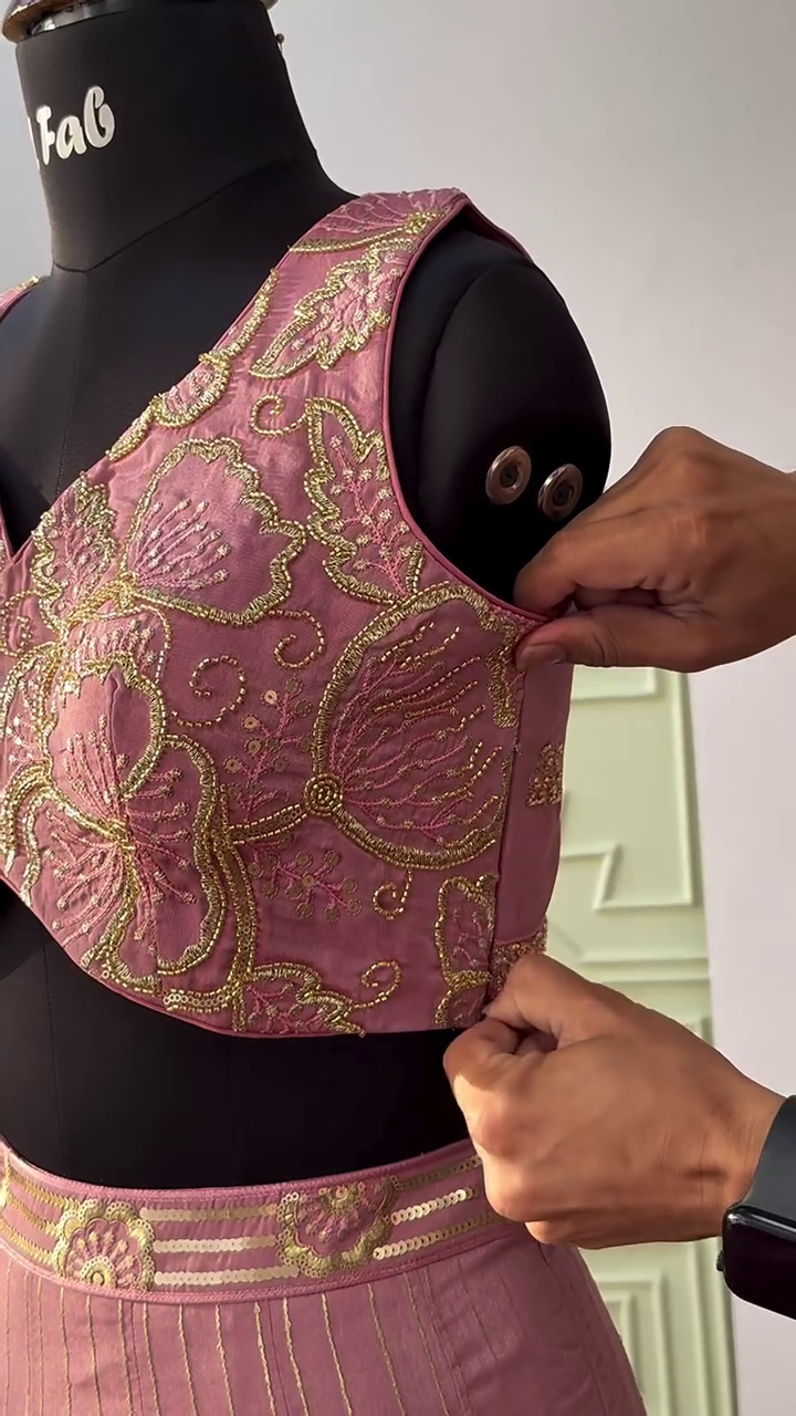 Peach color Designer Sequence Embroidery work Lehenga choli - Image 6