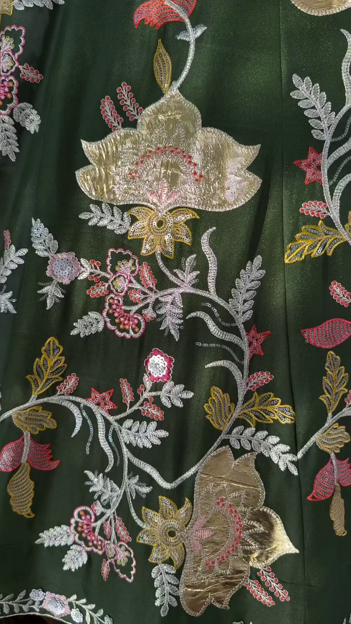 Green color Sequence Embroidery work Designer Lehenga Choli - Image 4