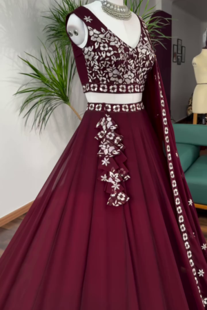 Maroon color Sequence Embroidery work Designer Lehenga Choli