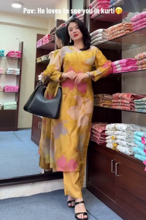 Women Silk Blend Kurta Palazzo Dupatta Set