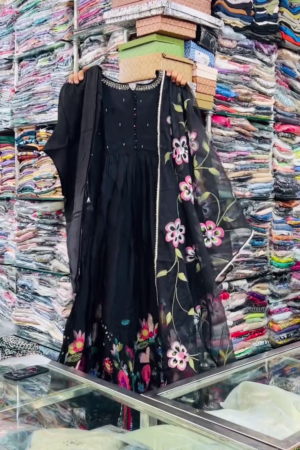 Floral Print Anarkali Kurta, Bottom & Dupatta Set