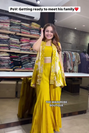 Women Georgette Crop Top Sharara Cape Set