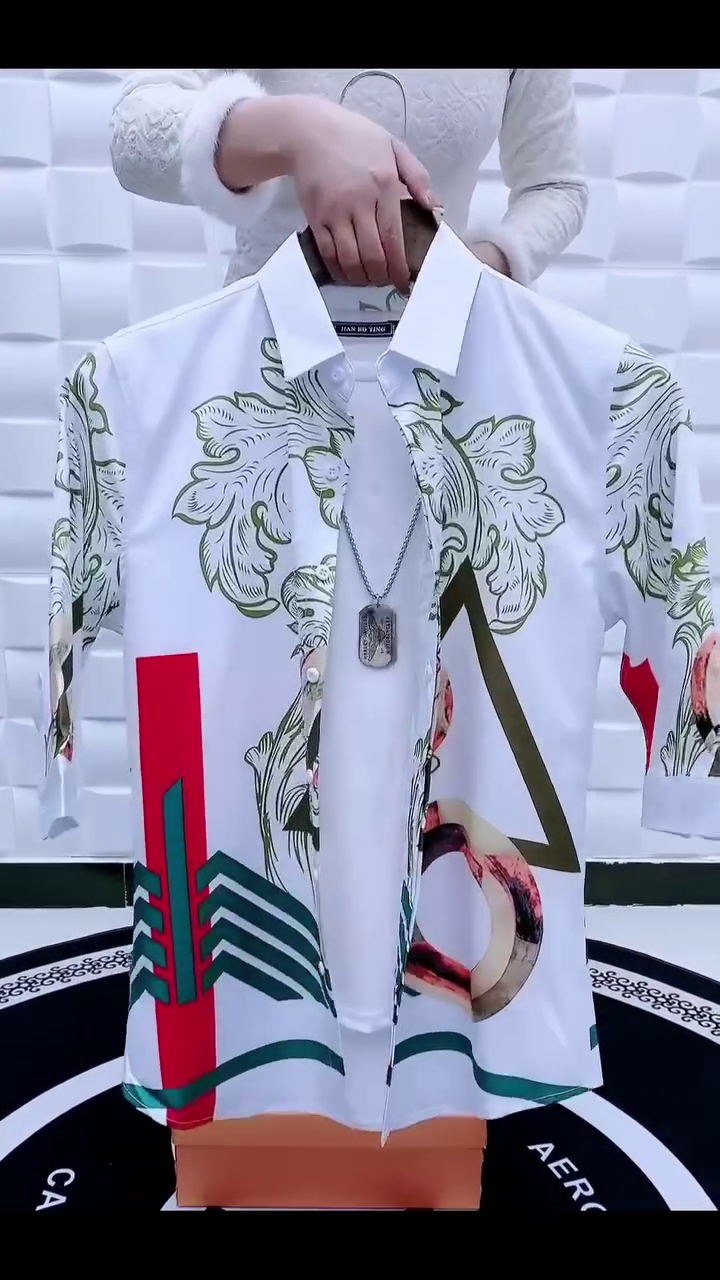 Men Standard Regular Fit Spread Collar Graphic Printed Elastane Casual Shirt - Image 19