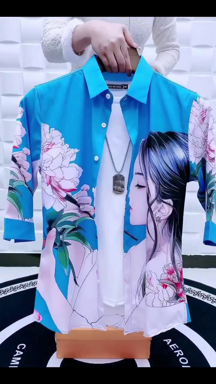 Men Standard Regular Fit Spread Collar Graphic Printed Elastane Casual Shirt - Image 17