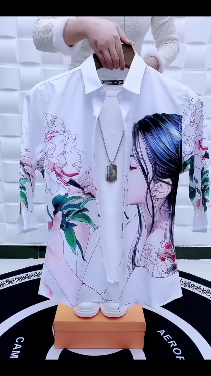 Men Standard Regular Fit Spread Collar Graphic Printed Elastane Casual Shirt - Image 15