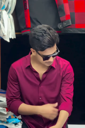 Men's Popcorn Fabric Regular Fit Casual Shirt